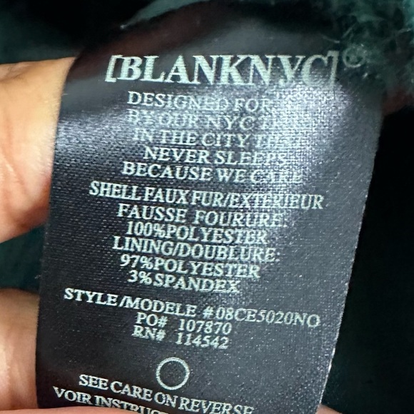 Blank NYC Green Crop Faux Fur Teddy Jacket Size XL - Picture 5 of 6